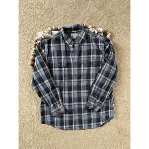 Carhartt Blue Plaid Button Down Flannel Shirt Top